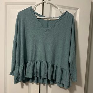 blue/green peplum top